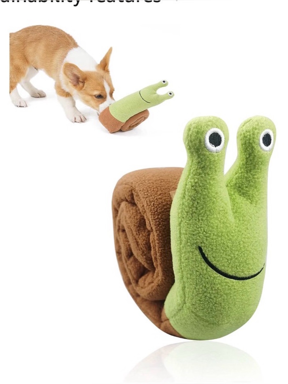 Snuffle Mat Green Snail Dog Treat Dispenser - squeaker toy